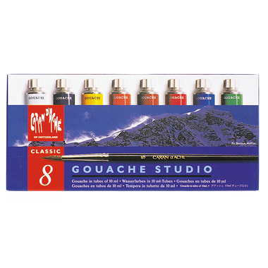 CARAN D'ACHE Deckfarbe Gouache 2001.408 8 Farben Pinsel
