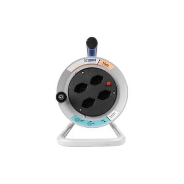 STEFFEN Cable Box Metal Cable Reel 4x T13 15m Gray Black
