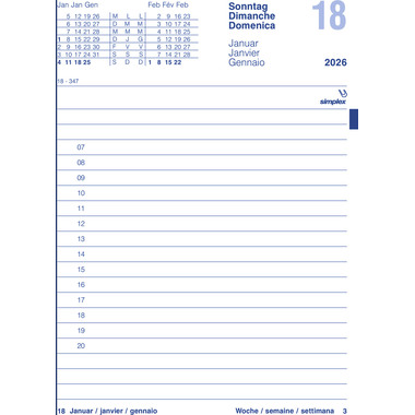 SIMPLEX Calendrier 2026 40231.26 pour cal. Pupitre 12.1x17.3cm