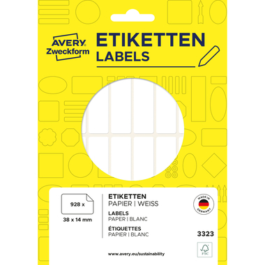 AVERY ZWECKFORM Universal-Etiketten 38x14mm 3323 weiss 928 St./29 Bl.