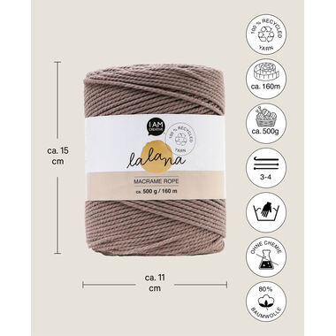 I AM CREATIVE Macrame Rope 6203.04 coffee 2mm, 500g