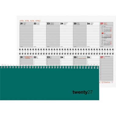 BIELLA Agenda Colorful 2027 888377090027U 1S/2P petrol ML 29.7x10.5cm