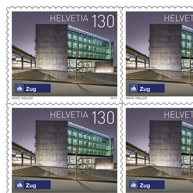 Timbres CHF 1.30 «Zug», Feuille de 10 timbres Feuille Gares suisses, autocollant, non oblitéré