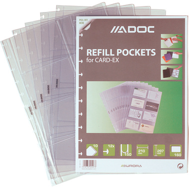 ADOC Dokumententasche Card-Ex A4 9287.010 transparent, 800my 12 Taschen
