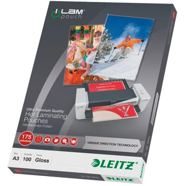 LEITZ Pochettes à plastif. A3 74900000 brillant, 175my 100 pièces