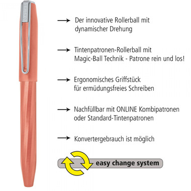 ONLINE Rollerball Slope 0.5mm 26067/3D Sunny Peach bleu