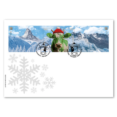 Enveloppe spéciale Crypto Stamp CHLI 2.0, Vert Timbres isolés (2 timbres, valeur d'affranchissement CHF 17.00) sur enveloppe spéciale C5, oblitéré