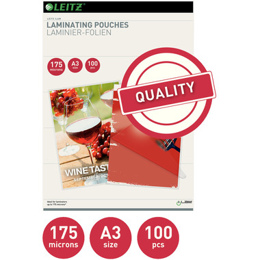 LEITZ Pelicole per laminazione A3 16932 lucido, 175my 100 pezzi