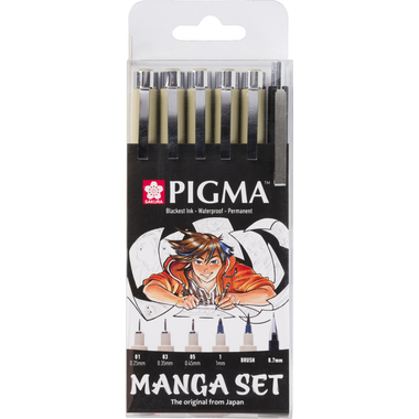 SAKURA Manga Pigma Set POXSDKMAN6 3xMic/1xGraph/1xBru/1xPenc