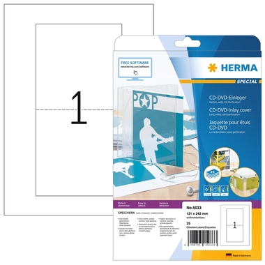 HERMA CD déposant 121a242mm 5033 25 pièces