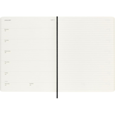 MOLESKINE Wochen-Notizkalender 26/27 DSB18WN4Y27 18M liniert SC schwarz 19x25cm