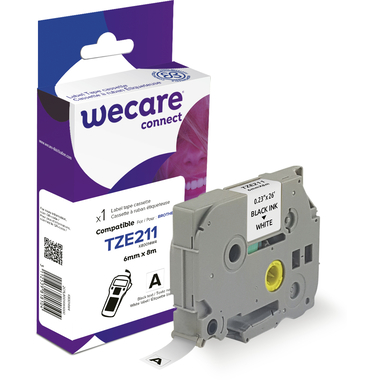 WECARE Band, laminiert schwarz/weiss Tze-211WE ersetzt Ptouch Tze-211 6mm