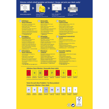 AVERY ZWECKFORM Etichette 63,5x29,6mm L6004-25 giallo, non perm. 675pz./25fl.