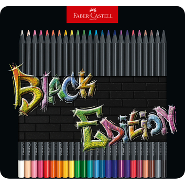 FABER-CASTELL Crayon Black Edition 116425 24 couleurs, boîte métal