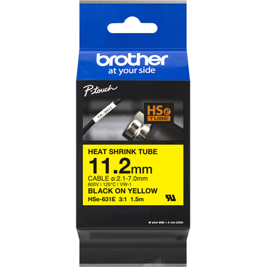 PTOUCH Heat-Shrink-Tube schwarz/gelb HSe-631E PT-E300/E550W 11.2mm