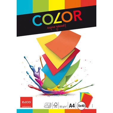 ELCO Universalpapier Color A4 74616.00 80g, 5-farbig 5x40 Blatt