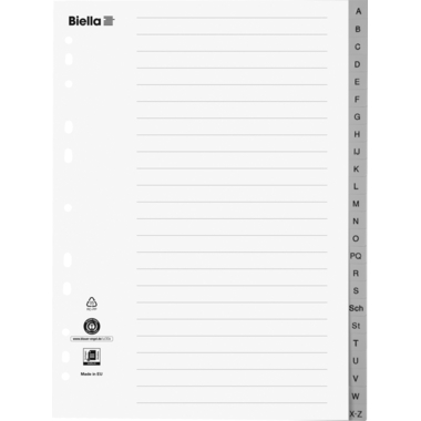 BIELLA Register PP A4 47142400U grau A-Z 24-teilig