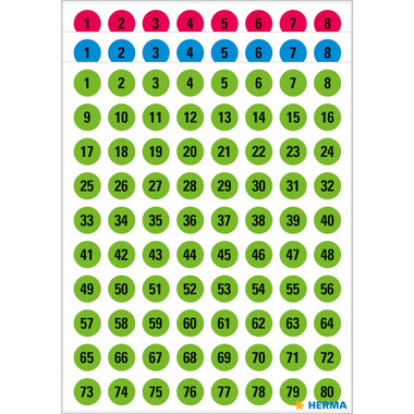 HERMA Etiquettes nombres 8mm 4129 1-160 6 pcs.