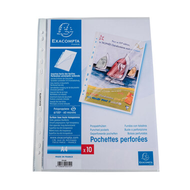 EXACOMPTA Poches présent, lisse A4 5800E PP, perforé, 60my 100 pcs.