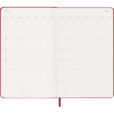 MOLESKINE Agenda de notes semaine 26/27 DHF218WN3Y27 18M ligné HC rouge 13x21cm