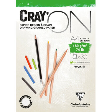 CLAIREFONTAINE Cray'On A4 975027C Blanc 30 feuilles