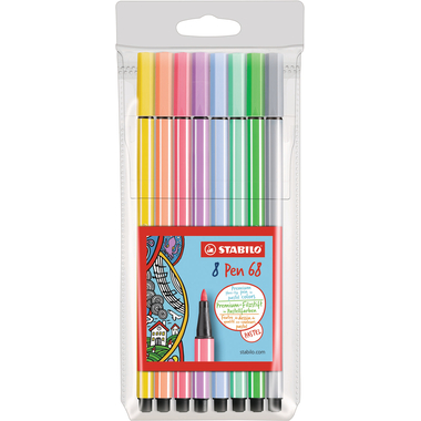 STABILO Fasermaler Pen 68 1mm 68/801 Etui, 8 Pastell