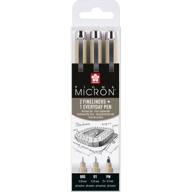 SAKURA Pigma Micron Set POXSDK3UR 0,2/0,25mm/PN 3 Stück
