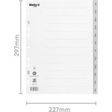 BIELLA Register PP A4 47141390U grau Jan-Dez DE