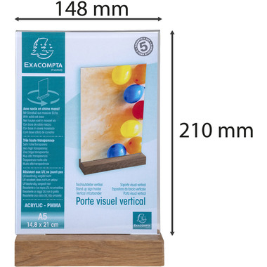 EXACOMPTA Présentoir de table A5 85258D transparent, bois haut