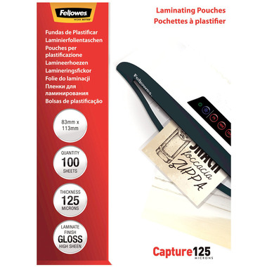 FELLOWES Folientasche 125mic 83x113mm 5307101 glossy 100 Stück