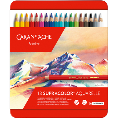 CARAN D'ACHE Crayon coul. Supracolor 3,8mm 3888.318 ass. boite mét. 18 piece