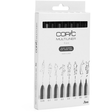 COPIC Multiliner 2207510 Set schwarz, 8 Stück
