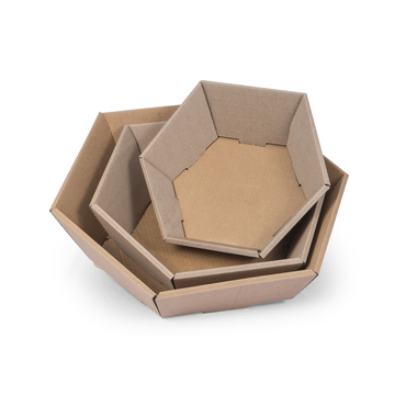 Hexagonal open wave gift basket in brown 465x415x90mm