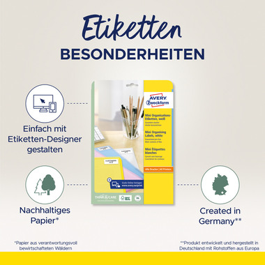 AVERY ZWECKFORM Mini Etiketten weiss L7632-25 2000 Stk./25 Blatt