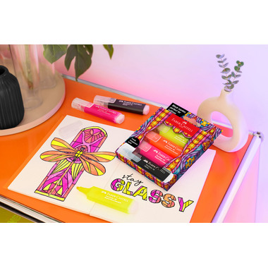 FABER-CASTELL Textmarker TL 46 Glassy 254693 Superfluor 4 Stück