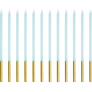 PARTYDECO Bougies d'anniversaire 14cm SCD-4-011J bleu clair 12 pièces