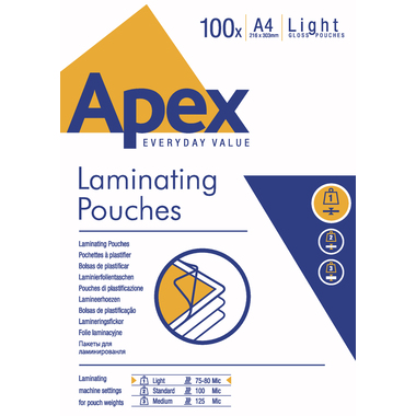 FELLOWES Pochettes à plastifier A4 6003201 brillant, 75my 100 pcs.