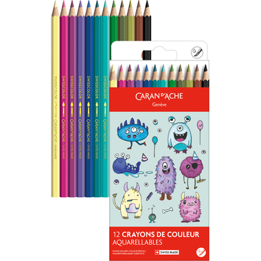 CARAN D'ACHE Farbstifte Swisscolor 1285.801 Kawaii Funny Monsters 12 Stk.