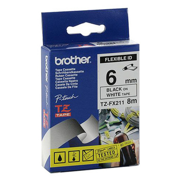 PTOUCH Flexitape lamin. nero/bianco TZe-FX211 per PT-550 6 mm