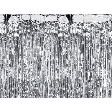 PARTYDECO Rideau de fête 100x200cm CRT3M-018 Argent métallisé