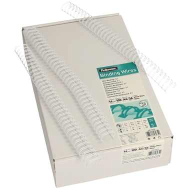 FELLOWES Drahtbinderücken 14mm 53274 weiss 100 Stück