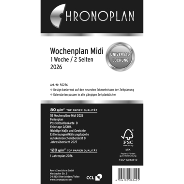 CHRONOPLAN Piano settimanale sost. 2026 50256Z.26 1S/2P Midi