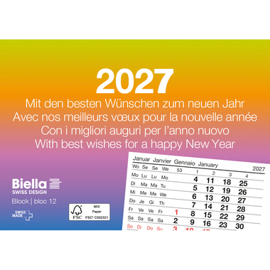 BIELLA Abreissblock Nr.12 2027 889012000027U 1M/1S mehrfarbig ML 11x7.7cm