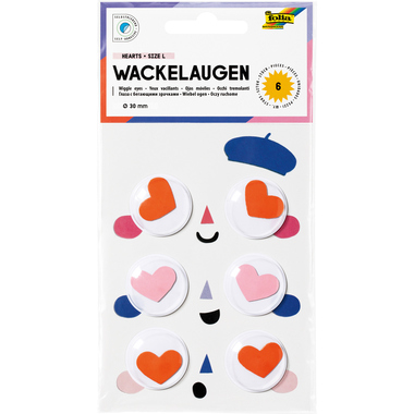 FOLIA Wackelaugen Hearts 750130 Grösse L 6 Stück