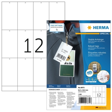 HERMA Etichette pendenti 52,5x93,5mm 6872 bianco 1200 pezzi