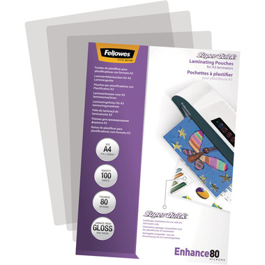 FELLOWES Pelicole per laminazione A4 5440001 lucido, 80my 100 pezzi