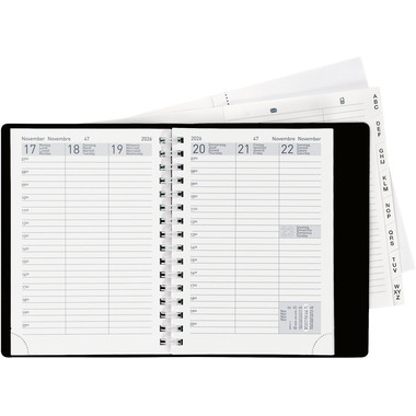 BIELLA Agenda Rex Wire-O 2026 825773020026U 1S/2P noir ML 10.1x14.2cm
