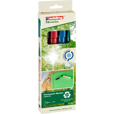 EDDING Permanent Marker 25 E-4 25-E4 astuccio, 4-colorato 4 pezzi