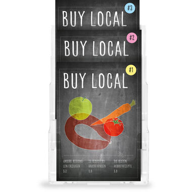 DEFLECTO Prospekthalter Docuholder A4 77301 hoch, 3 Fächer