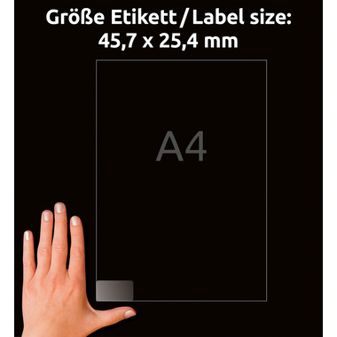 AVERY ZWECKFORM Etiquettes adress. 45,7x25,4mm L4770-25 Laser, transp. 1000p./25fl.